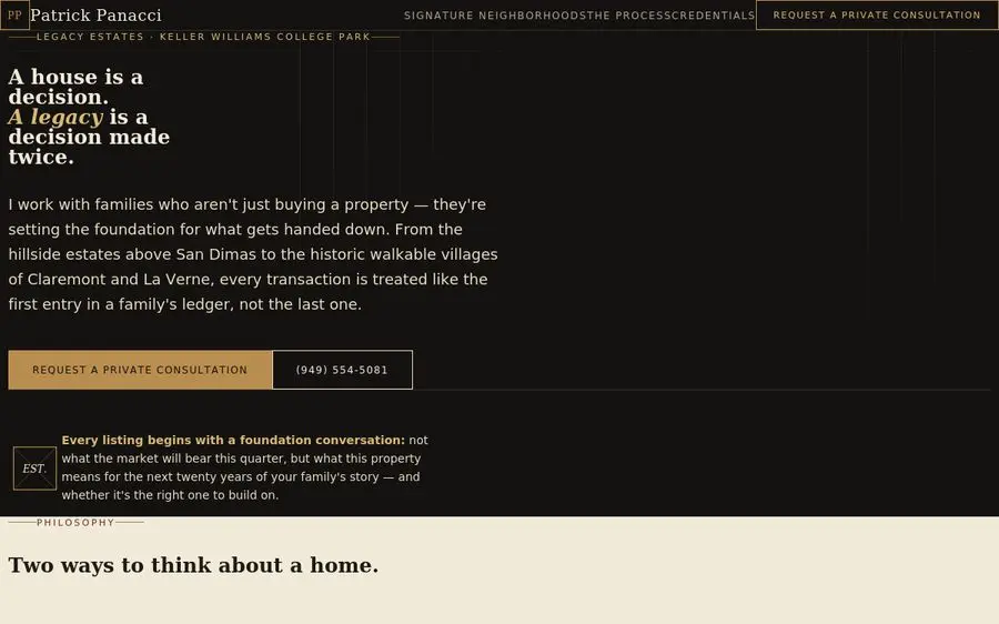 Legacy Estates landing page
