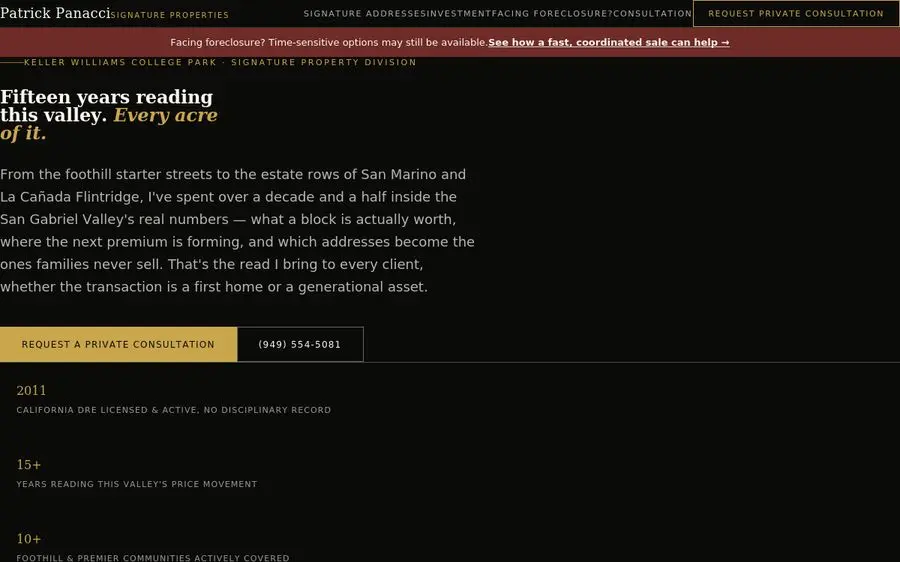 Signature Properties landing page with foreclosure section